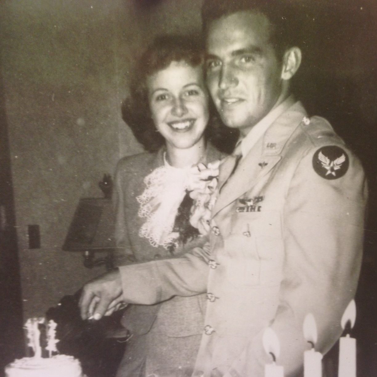 Robert A. Cary and Mary Cary, with Bob in Army Air Forces uniform