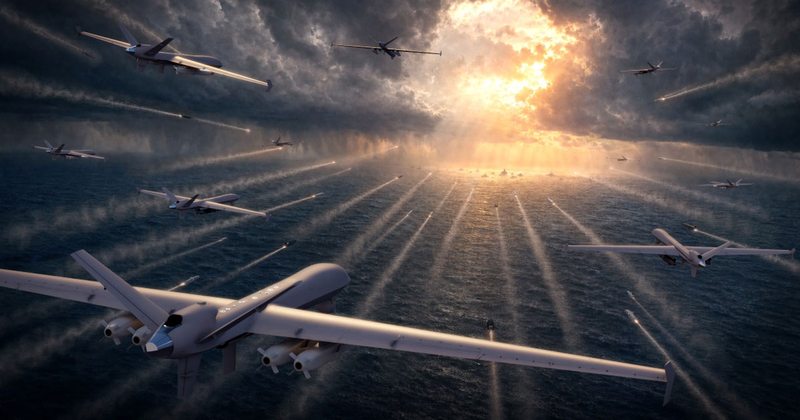 Artist's rendering of Wildfire aircraft over the sea.