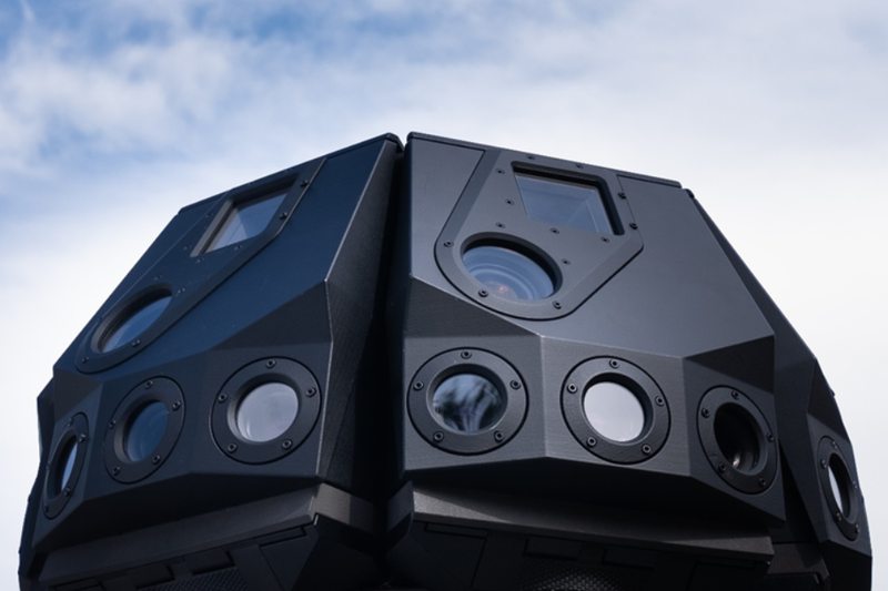 Close view of a Quell SkySpyke optical sensor array against the sky.