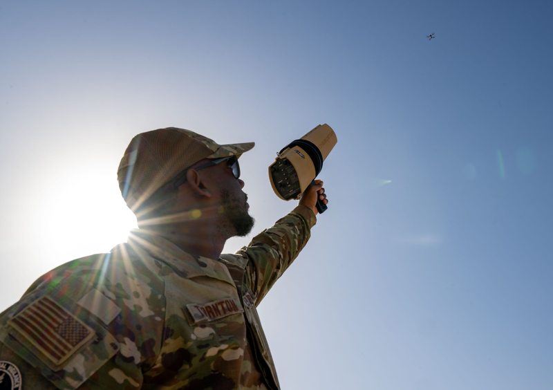 Air Force personnel during counter-drone training.